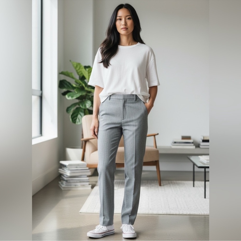 Vintage Stylish Talbots Wool Blend Gray Women’s Striped Straight Leg Trousers